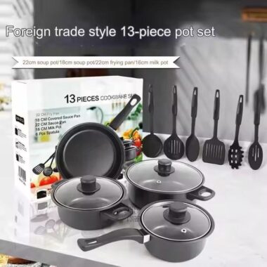 13-Piece Nonstick Cookware Set with Frying Pans and Stock Pots