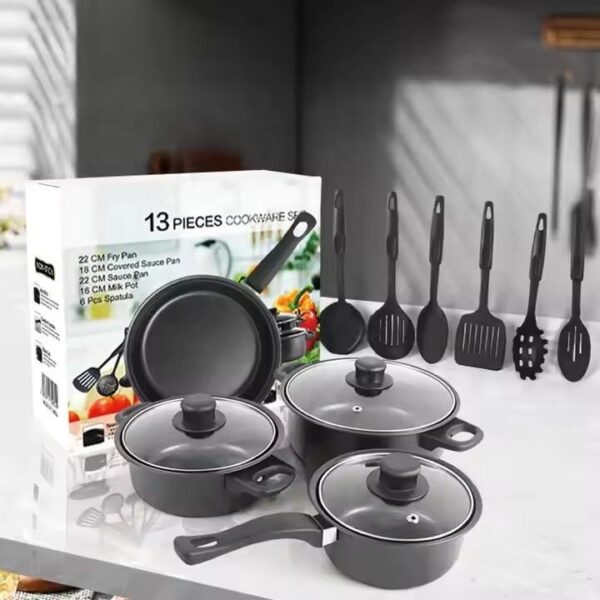 13-Piece Nonstick Cookware Set with Frying Pans and Stock Pots