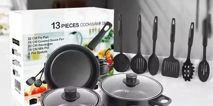 13-Piece Nonstick Cookware Set with Frying Pans and Stock Pots