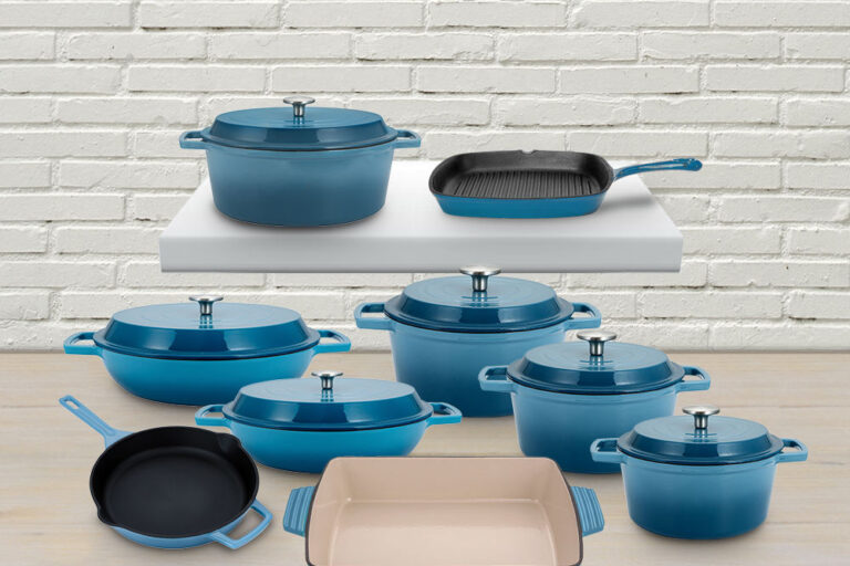 13-Piece Purple Enamel Cast Iron Cookware Set