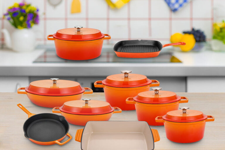 13-Piece Purple Enamel Cast Iron Cookware Set