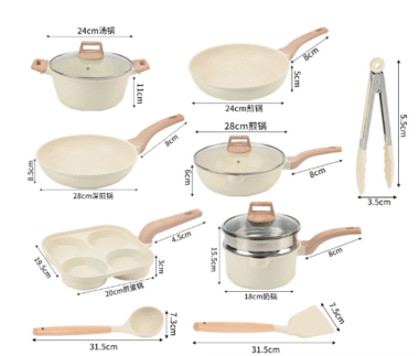  17PCS Maifan Stone Non-Stick Cookware Set