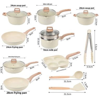  17PCS Maifan Stone Non-Stick Cookware Set
