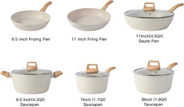 21-Piece White Ceramic Granite Non-Stick Cookware Set with Induction Bottom