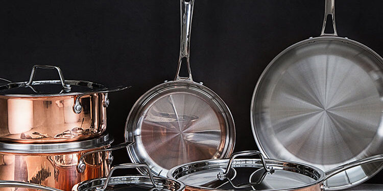 3-Ply Copper Cookware Set with Induction Base and Non-Coating Surface