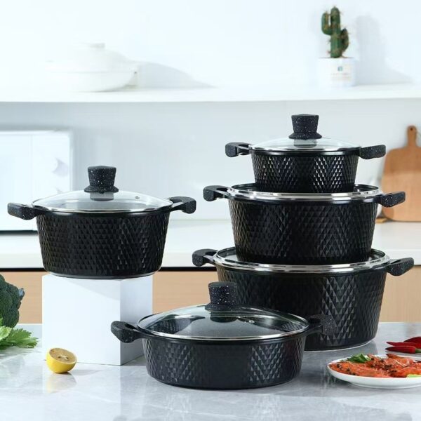 5-Piece Aluminum Granite Nonstick Cookware Set