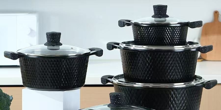 5-Piece Aluminum Granite Nonstick Cookware Set