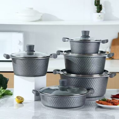 5-Piece Aluminum Granite Nonstick Cookware Set
