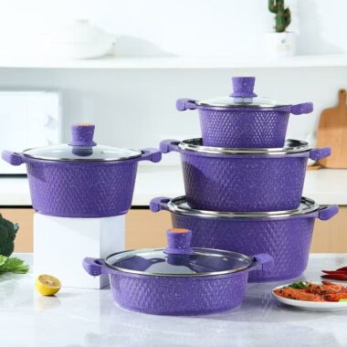 5-Piece Aluminum Granite Nonstick Cookware Set