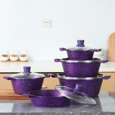 5-Piece Aluminum Granite Nonstick Cookware Set