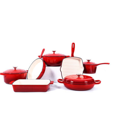 7-Piece Enamel Cast Iron Cookware Set with Dutch Oven