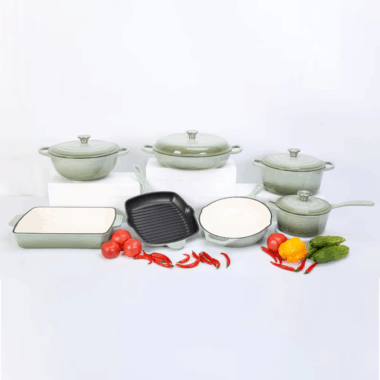 7-Piece Enamel Cast Iron Cookware Set with Dutch Oven