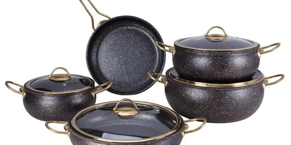 9pcs Turkish Granite Non-Stick Cookware Pot Set