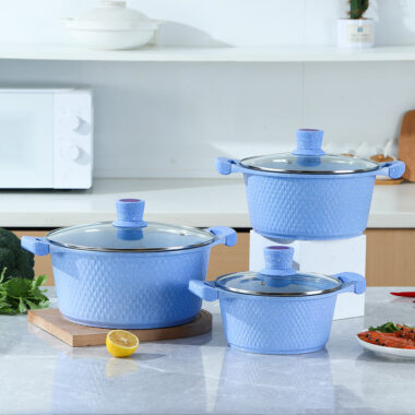 Aluminum Alloy Flat Bottom Cookware Set with Glass Lid
