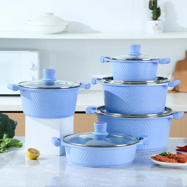 Aluminum Alloy Flat Bottom Cookware Set with Glass Lid