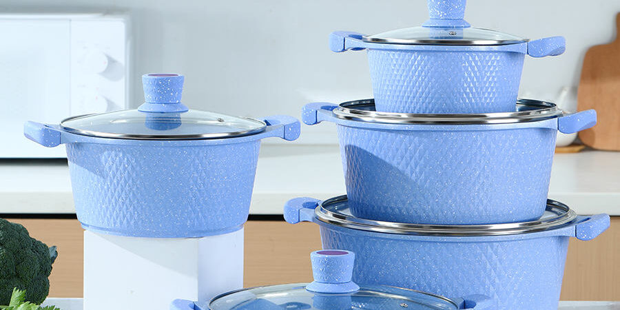 Aluminum Alloy Flat Bottom Cookware Set with Glass Lid