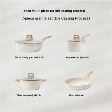 CAROTE 14-Piece Granite White Nonstick Cookware Set with Induction Base