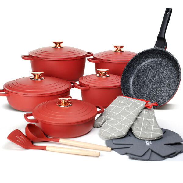 Donnor High Quality Cast Aluminum Non-Stick Cookware Set – Classic Eco-Friendly Design (4) Donnor Cast Aluminum Non-Stick Cookware Set
