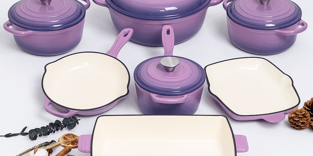 Ceramic Enameled Cast Iron Cookware Set