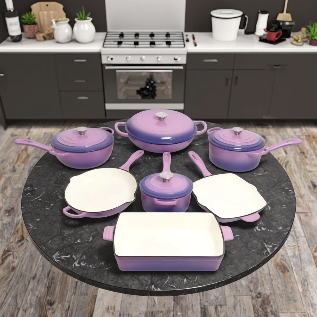 Ceramic Enameled Cast Iron Cookware Set