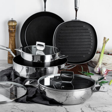Stainless Steel Non Stick Pots and Pans Set with Saucepan