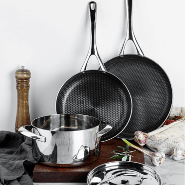Stainless Steel Non Stick Pots and Pans Set with Saucepan