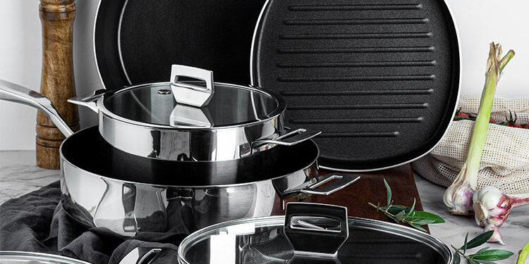 Stainless Steel Non Stick Pots and Pans Set with Saucepan