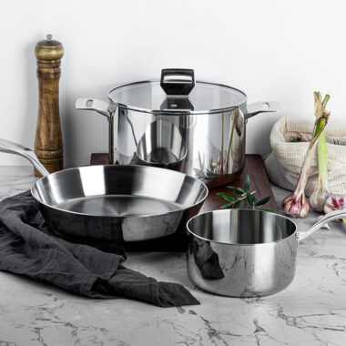 Stainless Steel Non Stick Pots and Pans Set with Saucepan